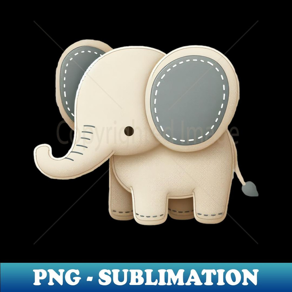 A cute elephant in the style of a stitched toy - PNG Transparent Sublimation File