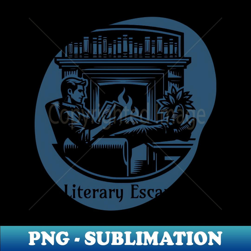 Literary Escape at home by the fireplace - Exclusive Sublimation Digital File