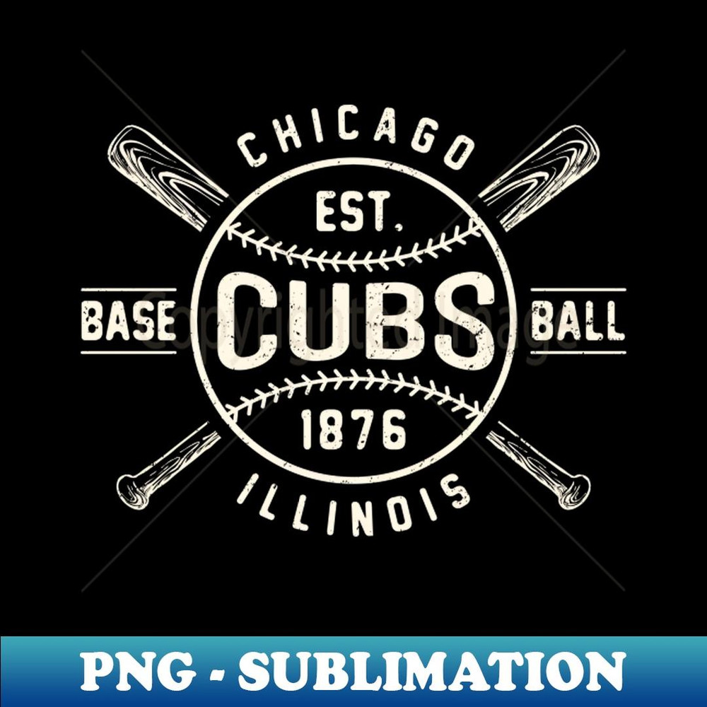 Chicago Cubs Bats u0026 Ball by Buck Tee - Decorative Sublimation PNG File