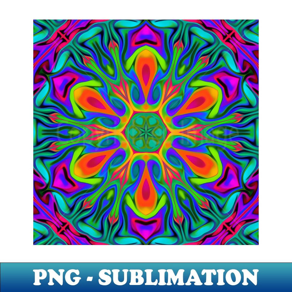 Psychedelic Hippie Flower Orange Teal and Purple - Digital Sublimation Download File