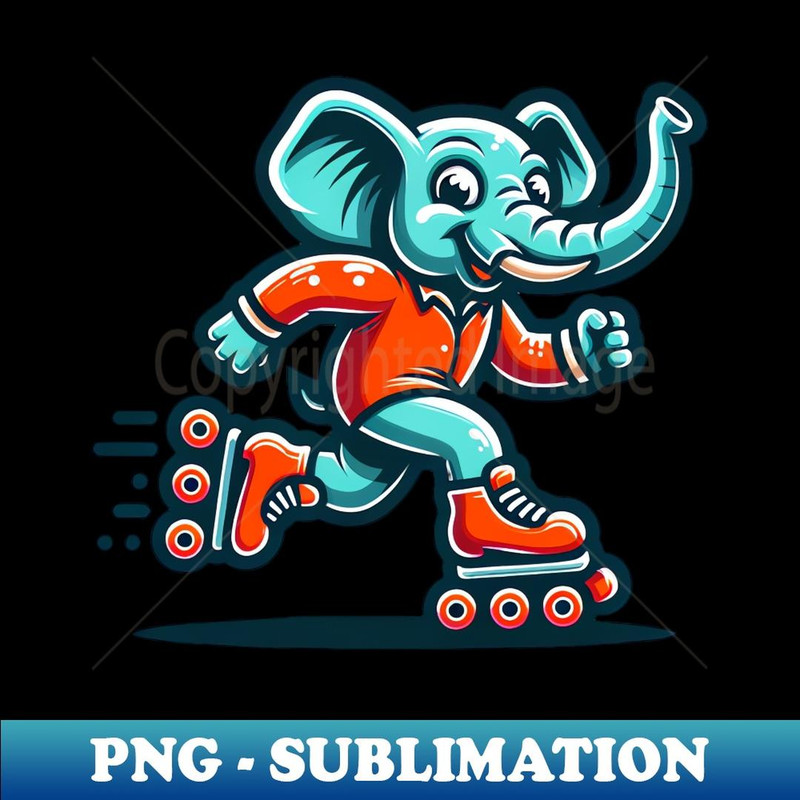 Elephant on Rollerblades - Premium PNG Sublimation File