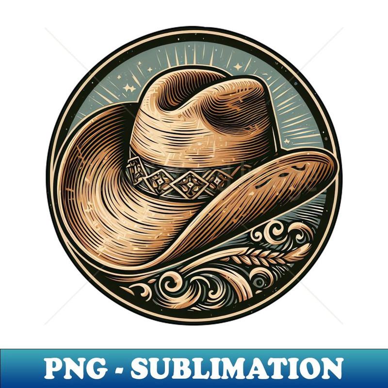 American straw cowboy hat - Instant PNG Sublimation Download