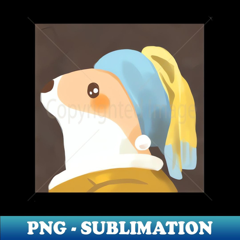 Corgi with a Pearl Earring - Trendy Sublimation Digital Download