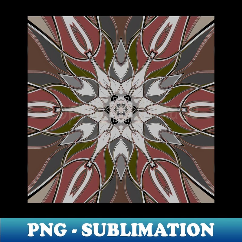 Cartoon Mandala Flower White Pink and Green - PNG Transparent Sublimation Design