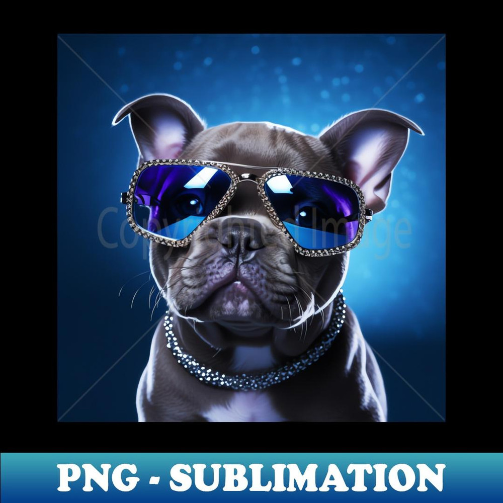 American Bully With Glasses - PNG Sublimation Digital Download