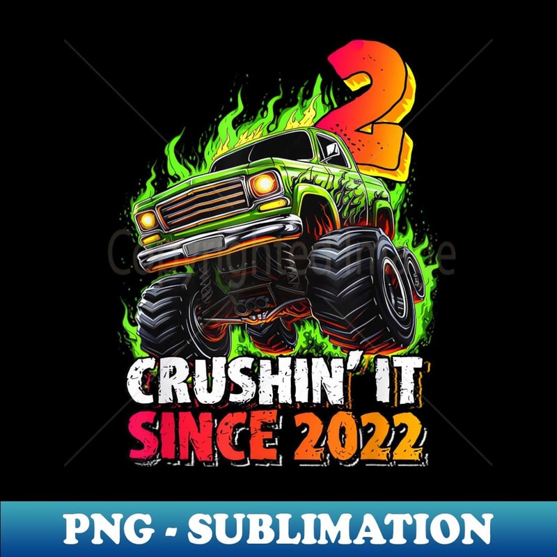 Monster Truck 2 Year Old Boys 2nd Birthday Party Born - Digital Sublimation Download File