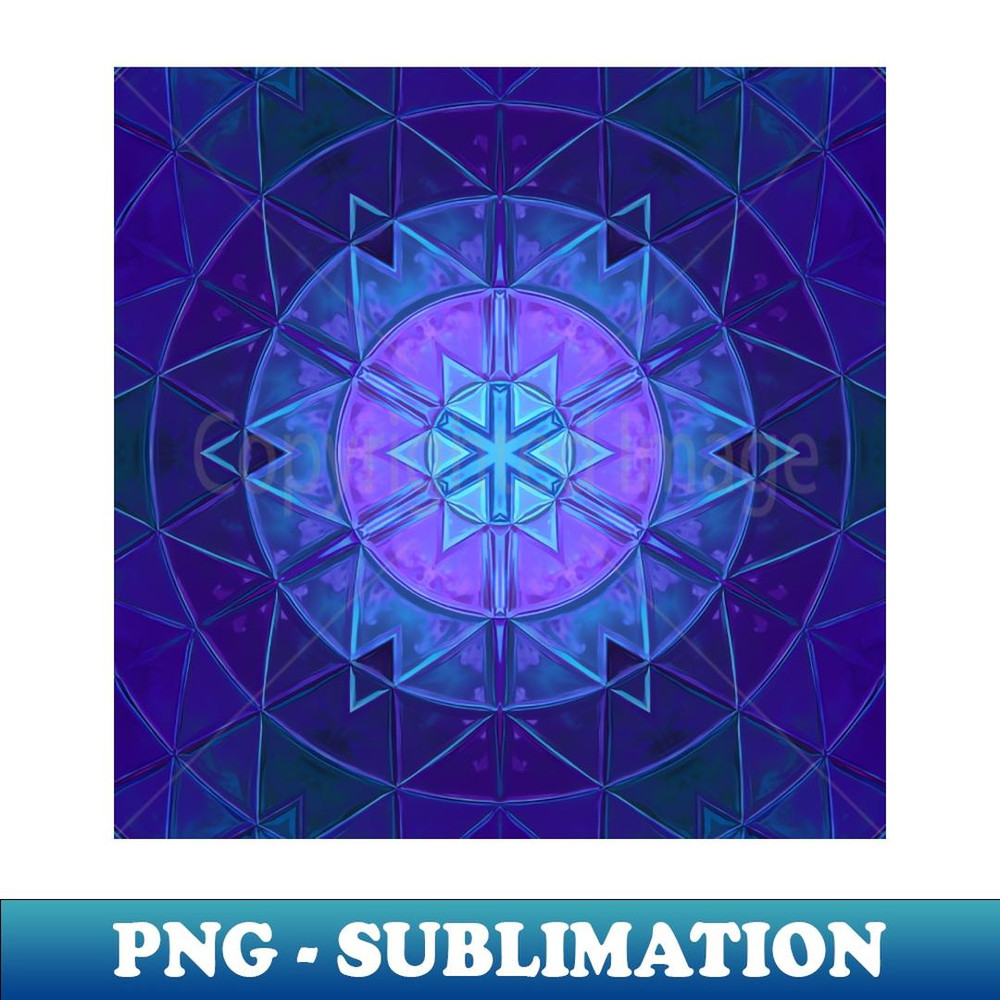 Mosaic Kaleidoscope Flower Blue and Purple - PNG Transparent Sublimation File