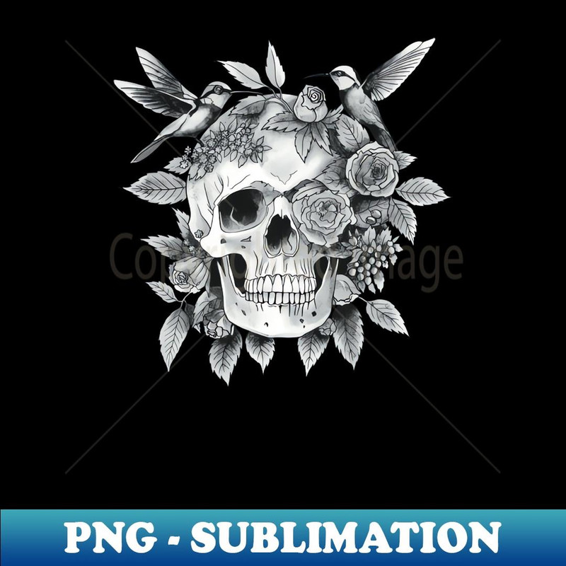 Skull with birds art - PNG Transparent Sublimation Design