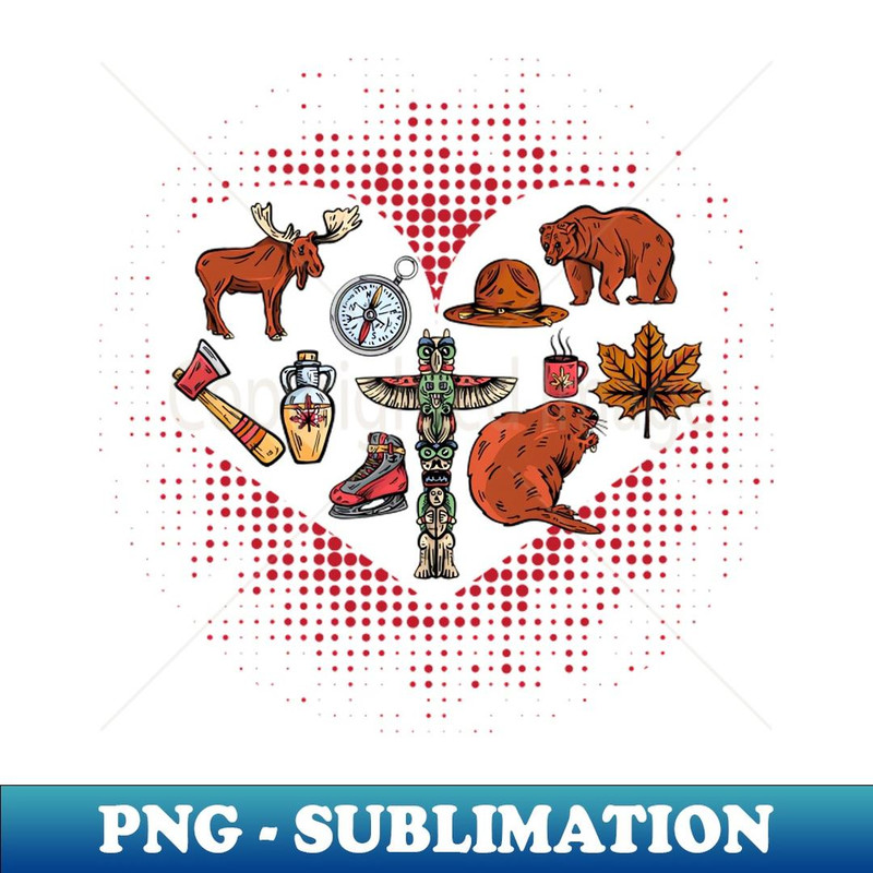 Canadian Vintage Heart, Canada Symbols Maple Leaf - Exclusive PNG Sublimation Download