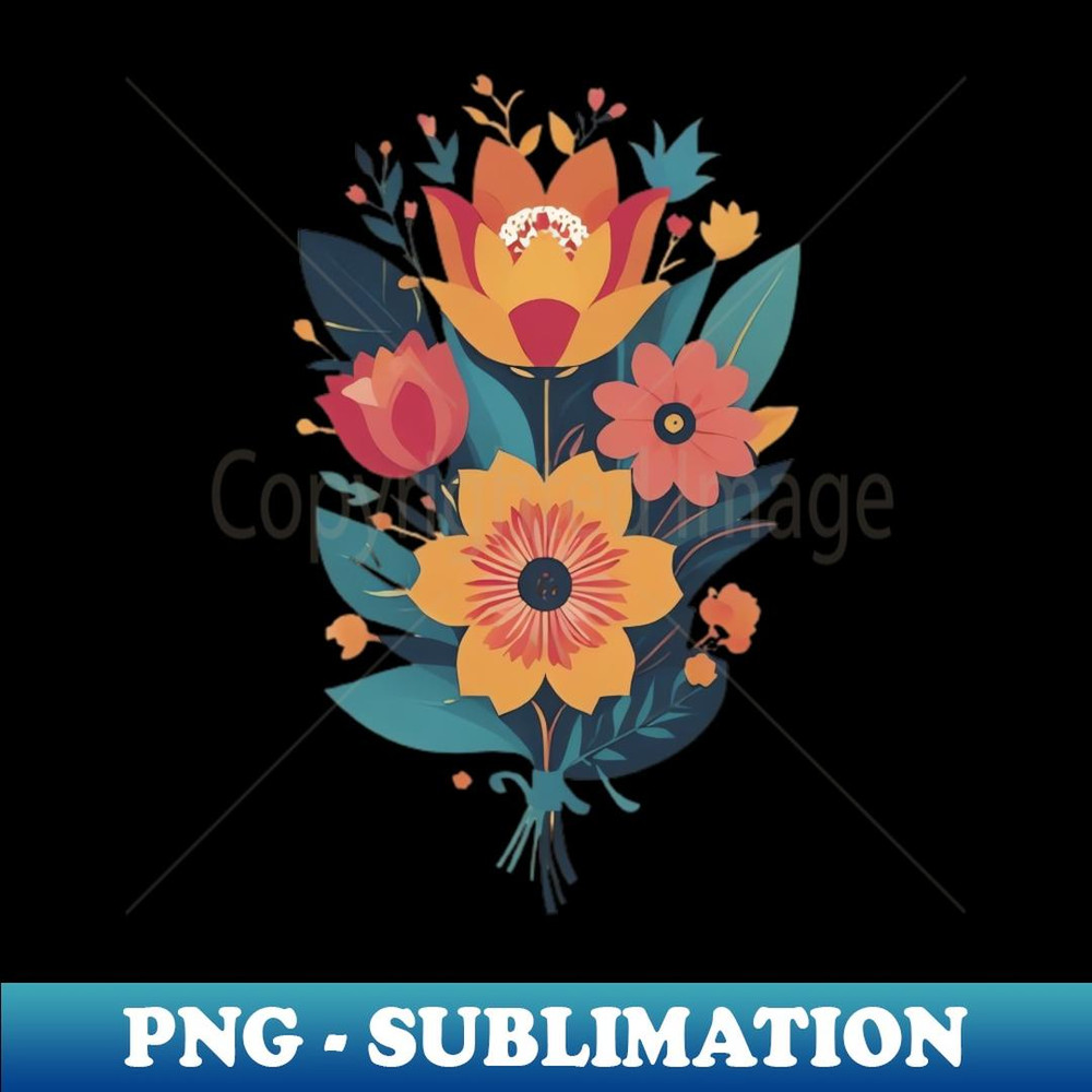 Frida's Garden Bloom Inspired Floral Bouquet - Unique Sublimation PNG Download