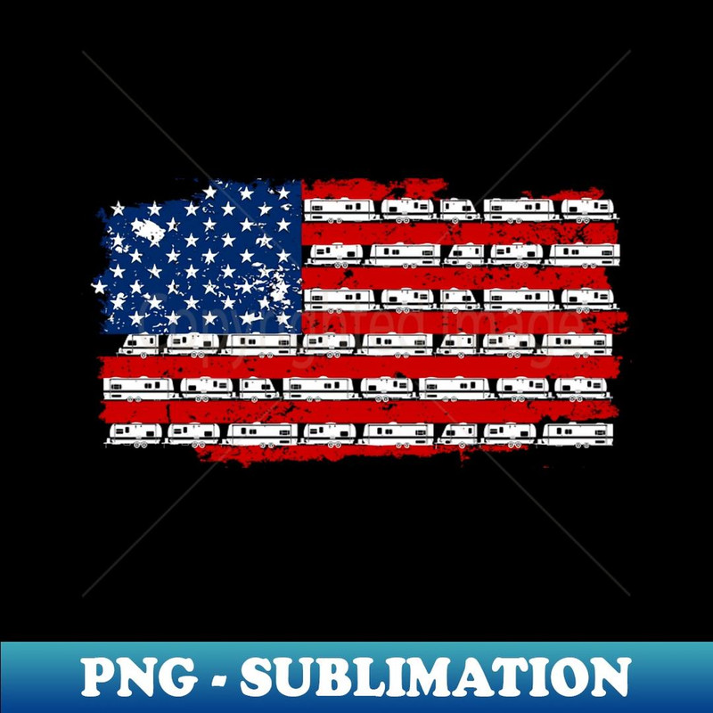 Retro American Flag Camper Lover - Trendy Sublimation Digital Download