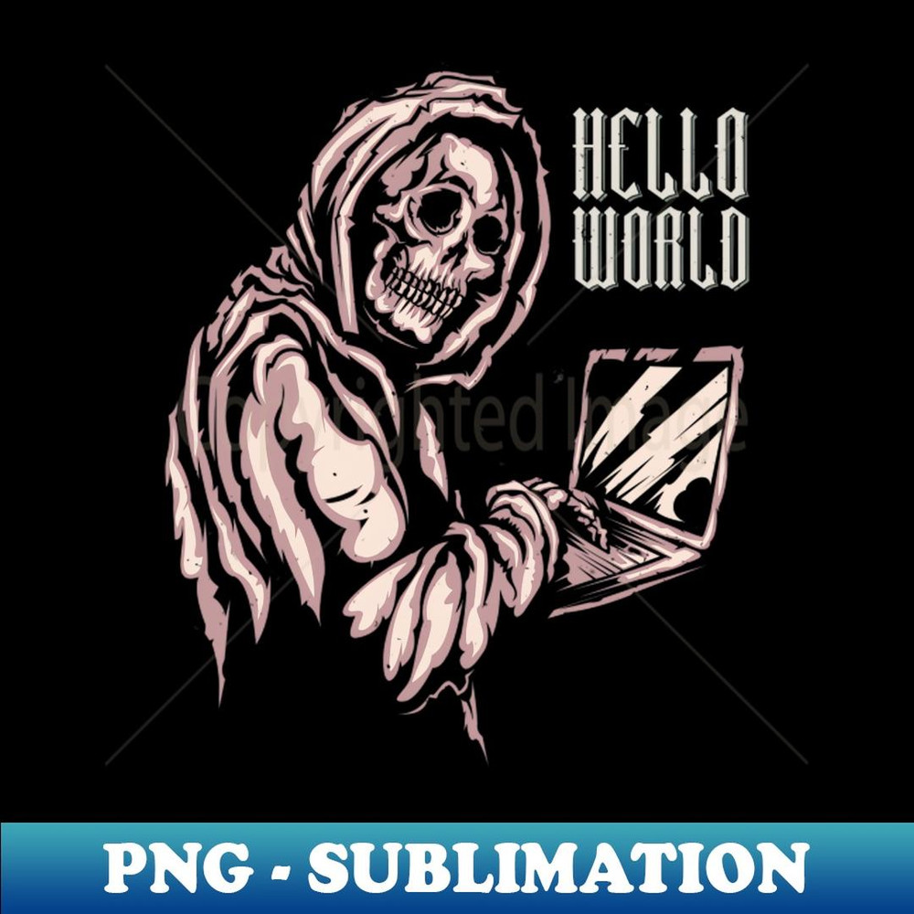 Hello World Skull form - PNG Sublimation Digital Download