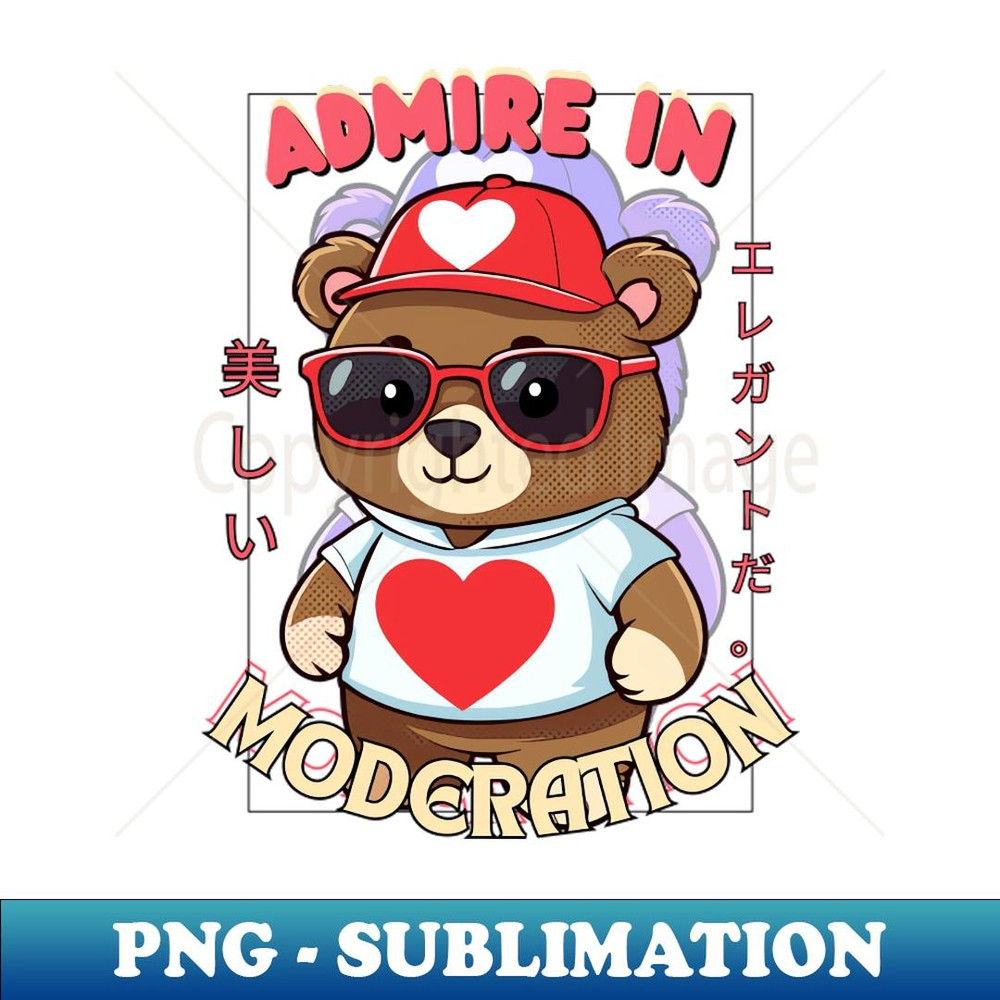 brown bear with style, admire with moderation - Vintage Sublimation PNG Download