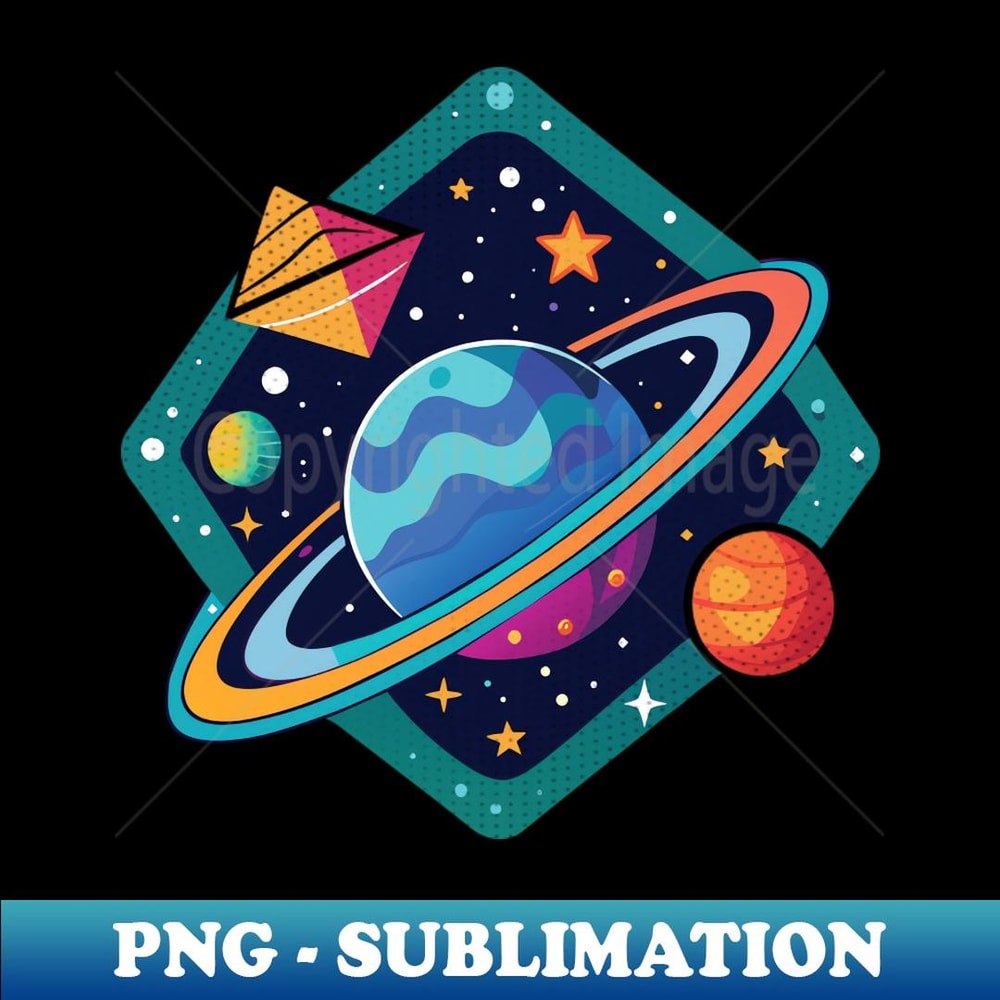 Geometric Saturn in Galaxy - Creative Sublimation PNG Download