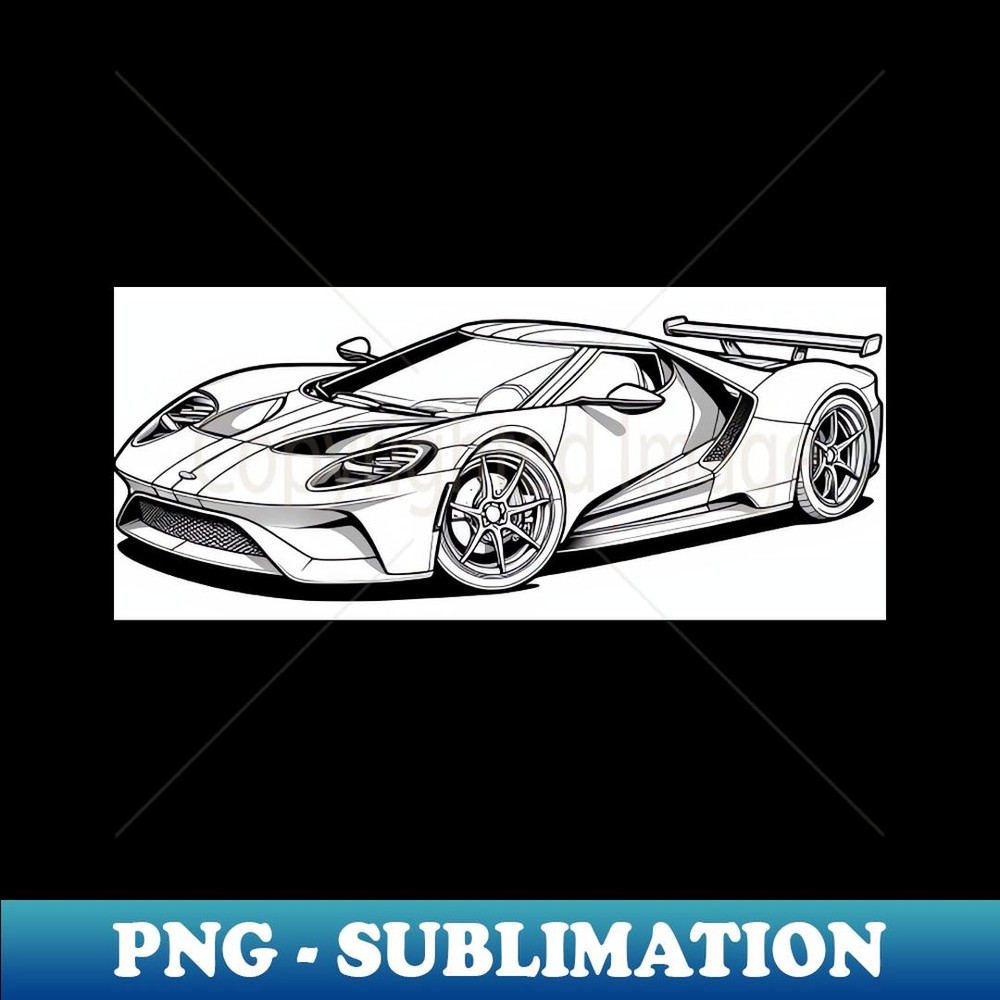 Black And White Sports Car - PNG Transparent Sublimation File