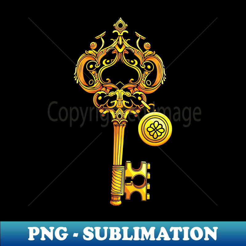 Cute Golden Key to Success - Vintage Sublimation PNG Download