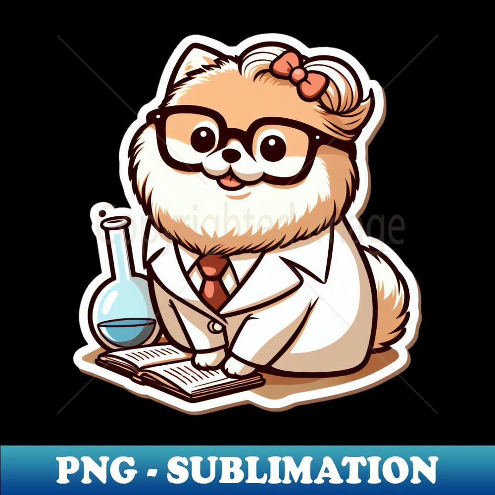 Pomeranian Scientist - High-Resolution PNG Sublimation File