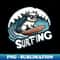 cat surfing ocean wave - Exclusive PNG Sublimation Download