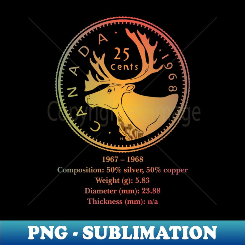 Vintage Canada 25 cents - PNG Transparent Sublimation Design