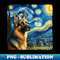 German Shepherd Starry Night-Inspired - Art Dog Painting - PNG Transparent Digital Download File for Sublimation