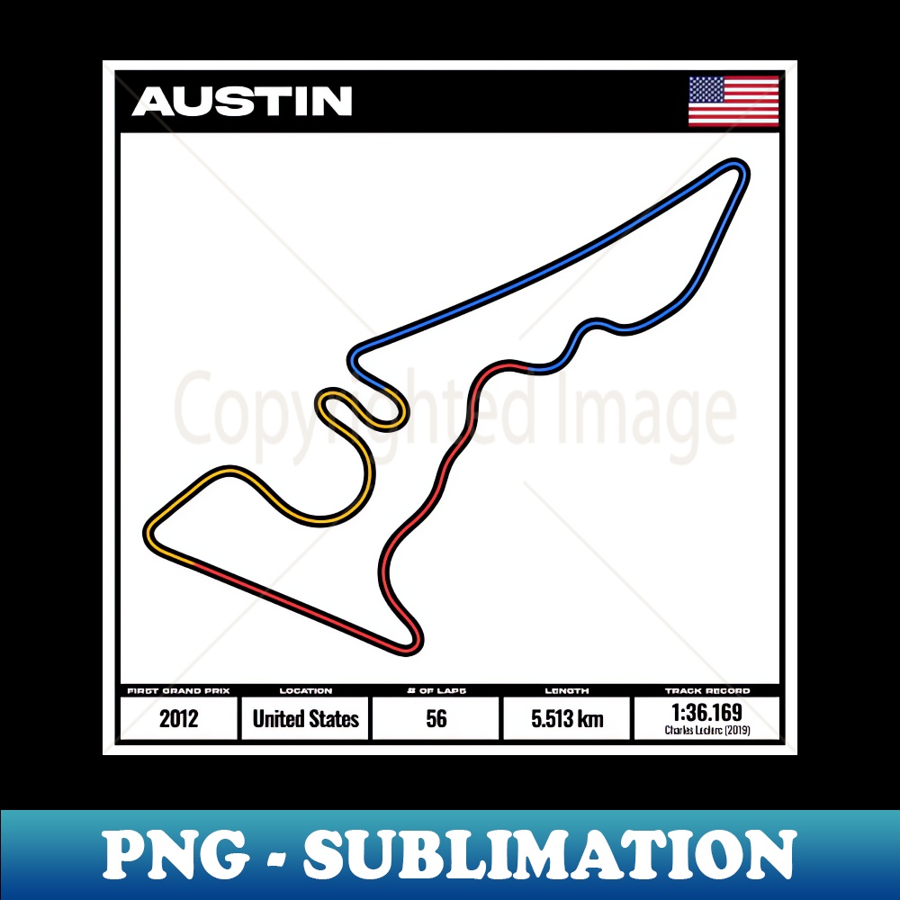 formula one circuit austin - formula one track - formula 1 track T-Shirt - Decorative Sublimation PNG File