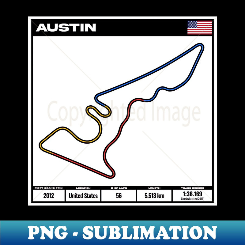 formula one circuit austin - formula one track - formula 1 track T-Shirt - Decorative Sublimation PNG File