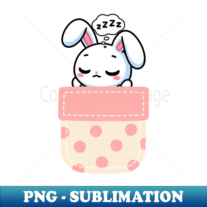 Sleepy Bunny in Polka Dot Pocket - Instant Sublimation Digital Download