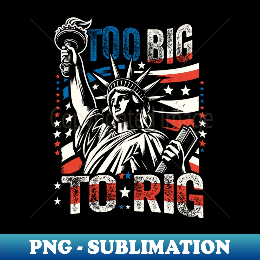 Trump 2024 - TOO BIG TO RIG - Funny Trump Quote US Election - Modern Sublimation PNG File