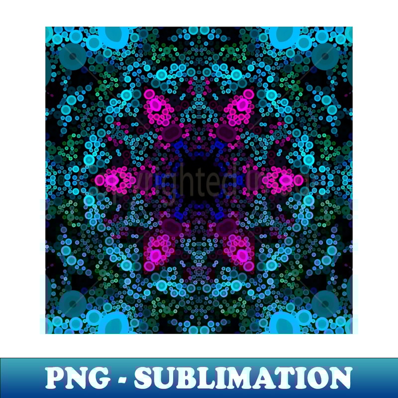 Dot Mandala Flower Blue Green and Pink - Special Edition Sublimation PNG File