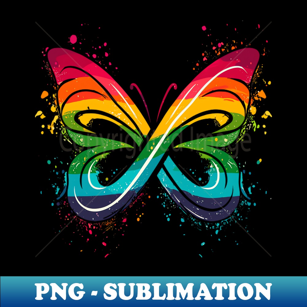 Infinity Rainbow Butterfly Autism Neurodiversity Awareness - PNG Transparent Sublimation Design