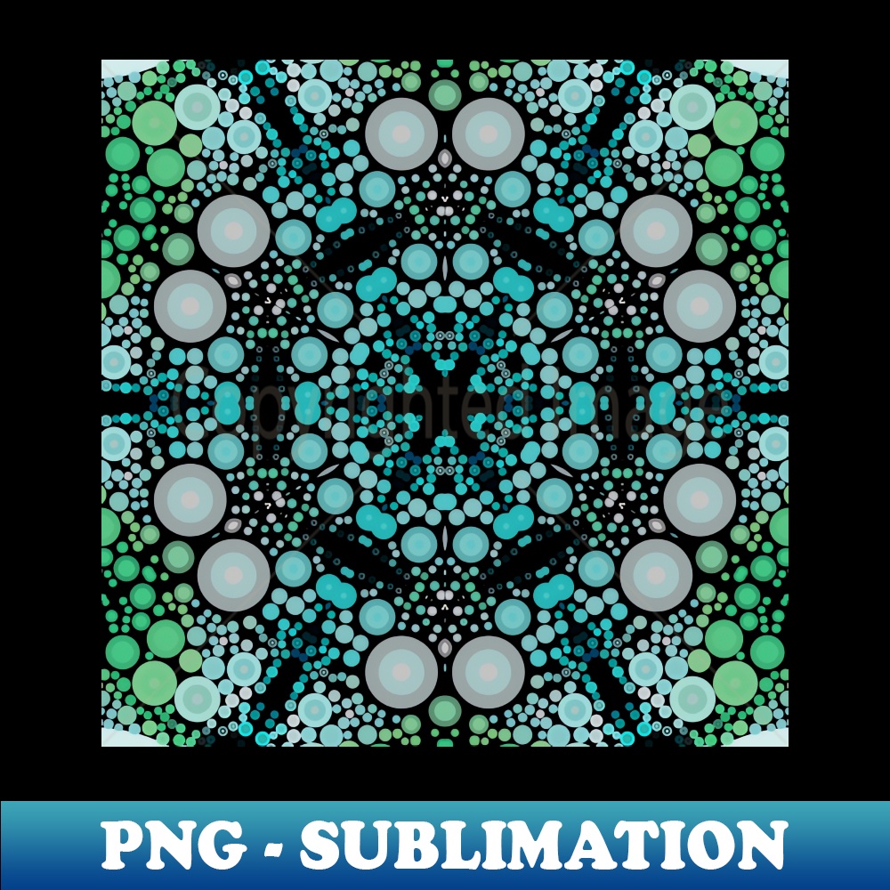 Dot Mandala Flower Blue Green and Grey - Premium PNG Sublimation File