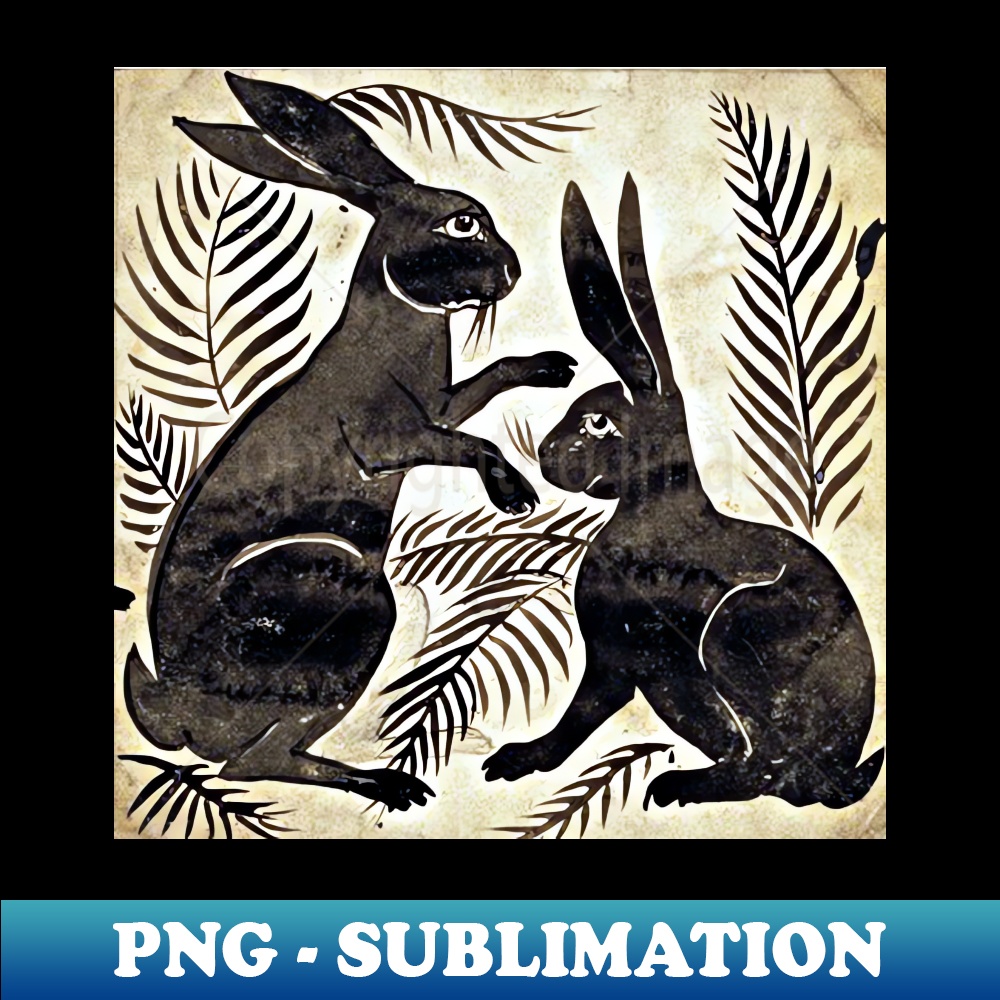 Old Hares Drawing - PNG Sublimation Digital Download