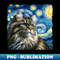 Siberian Starry Night Inspired - Artistic Cat - Retro PNG Sublimation Digital Download