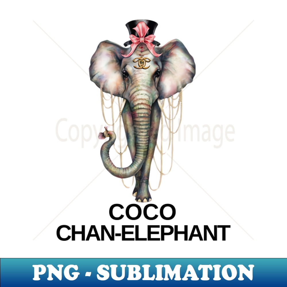 Coco Chan-Elephant Fashion Designer Elephant Jungle Gift For Animal Lover Anthropomorphic - PNG Transparent Sublimation Design