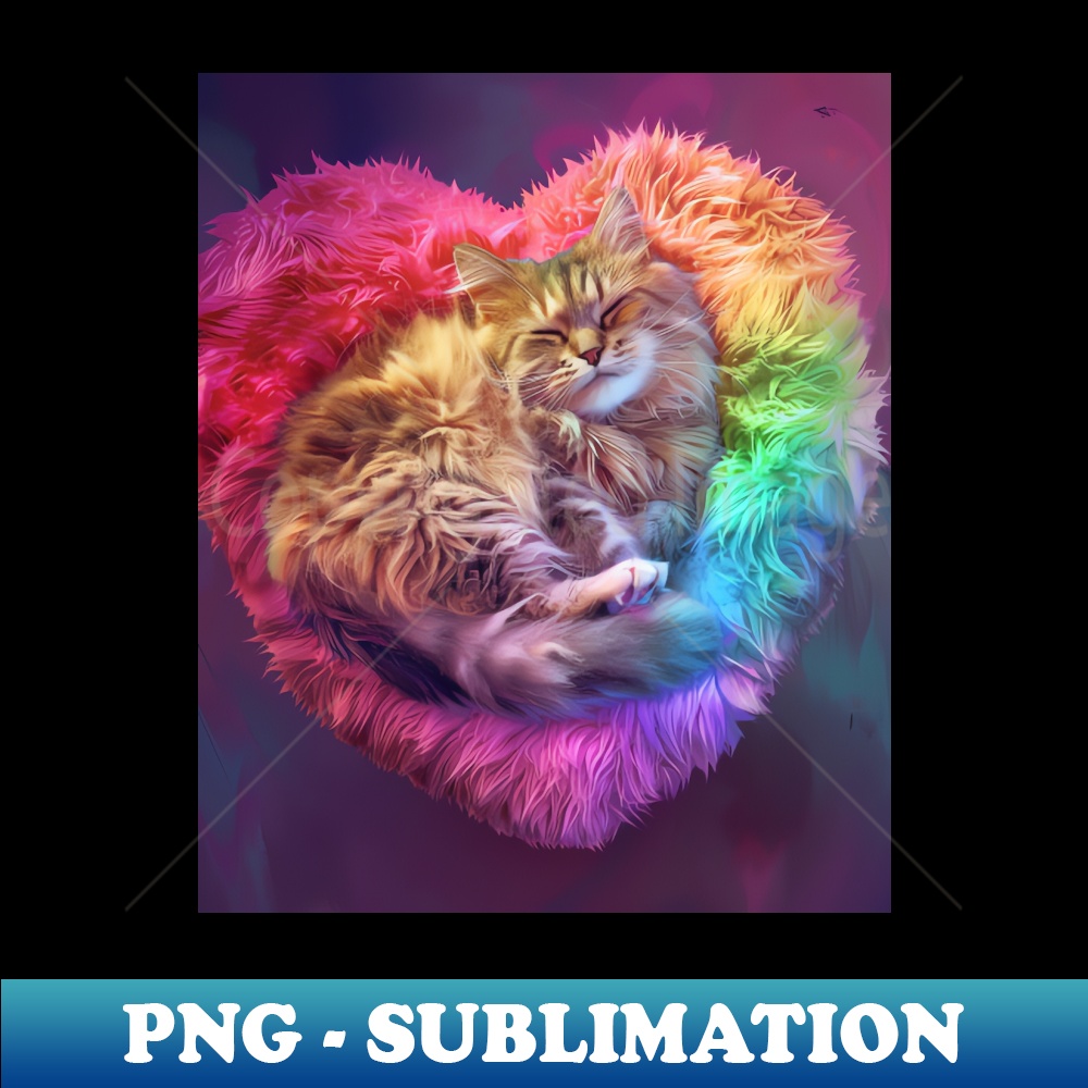 Cat Rainbow Artistry - Vintage Sublimation PNG Download