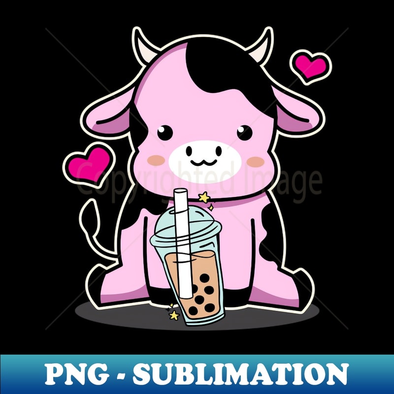 Cute Axolotl Drinking Boba Tea - Digital Sublimation Download File