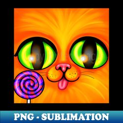 orange kitty face with lolipop - sublimation-ready png file