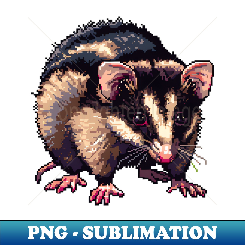 Opossum in Pixel Form - Decorative Sublimation PNG File