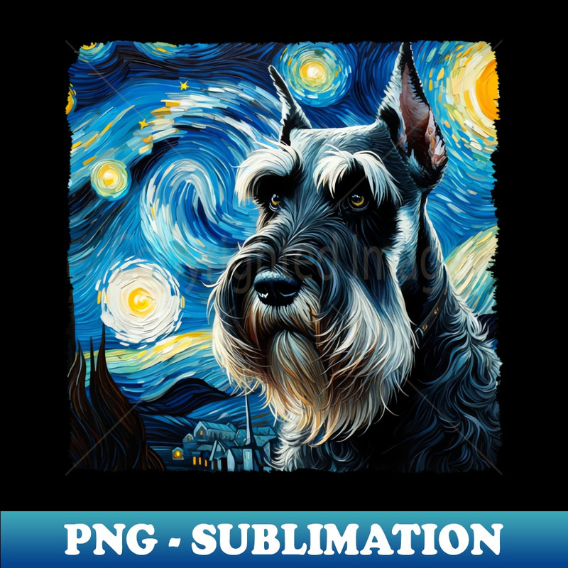 Starry Giant Schnauzer Dog Portrait - Pet Portrait - Artistic Sublimation Digital File