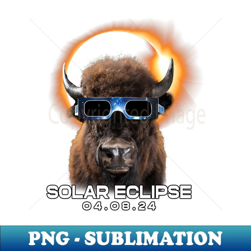 Solar Eclipse Bison Bold Tee Celebrating the Spirit of America - Vintage Sublimation PNG Download