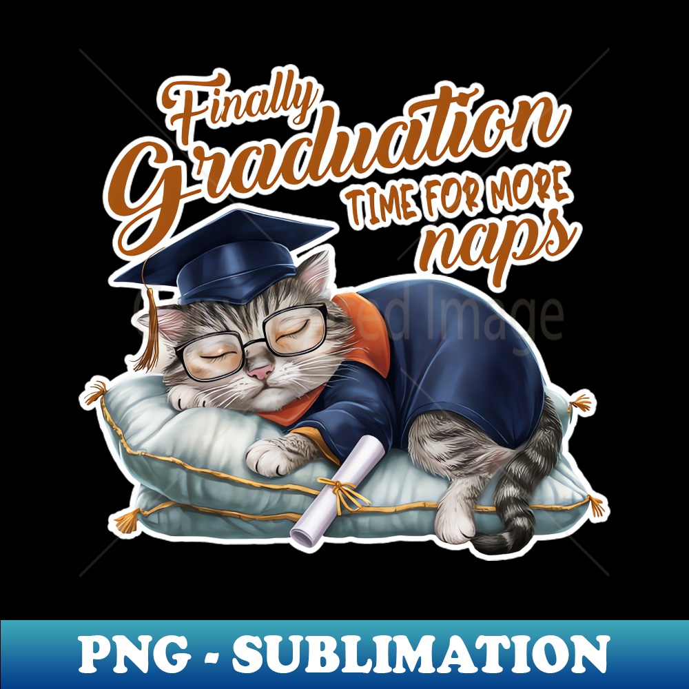Finally Graduation Cat - Time for more naps - Signature Sublimation PNG File
