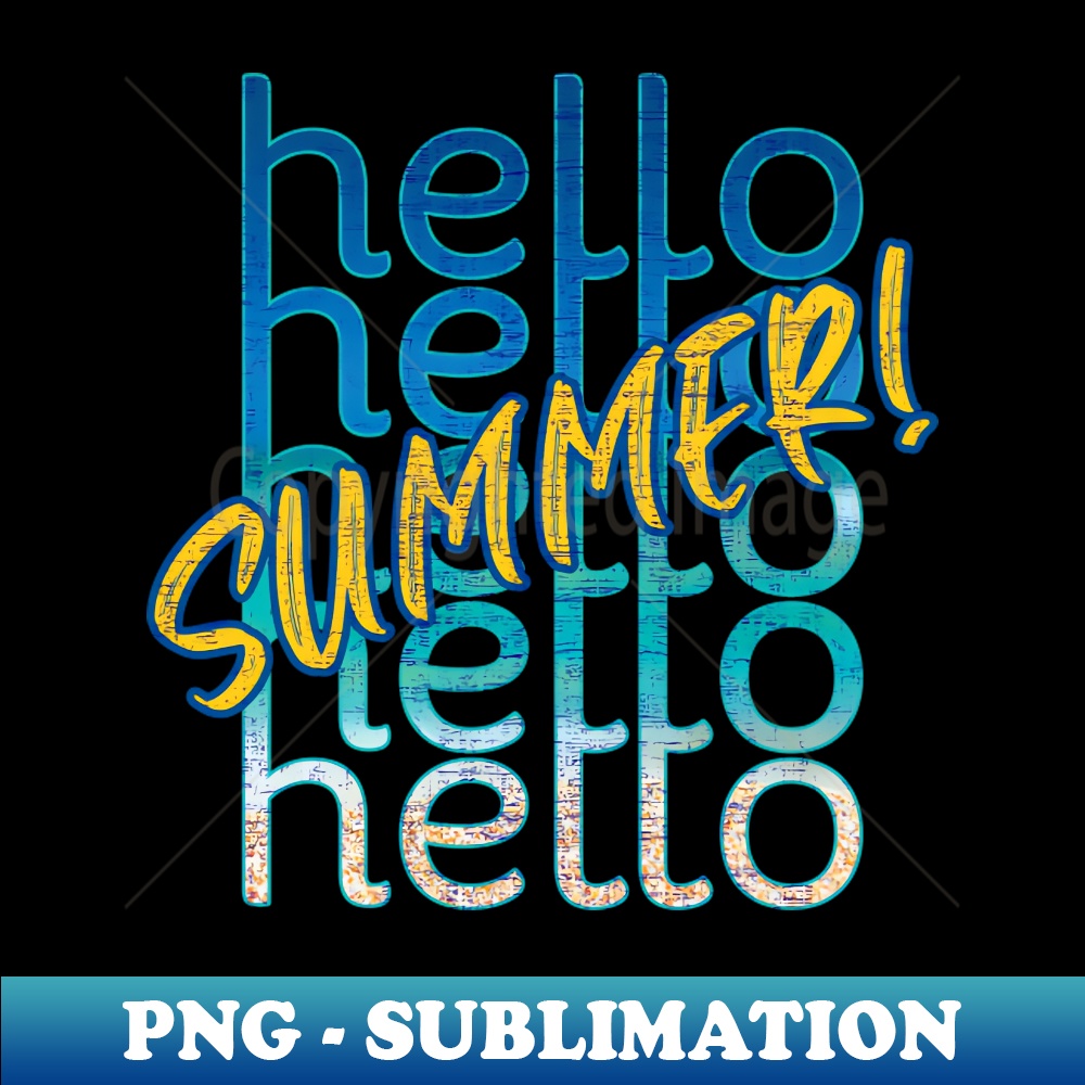 Hello Summer Graphic Text Design - PNG Sublimation Digital Download