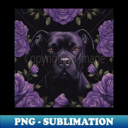 black staffy and roses - high-resolution png sublimation file