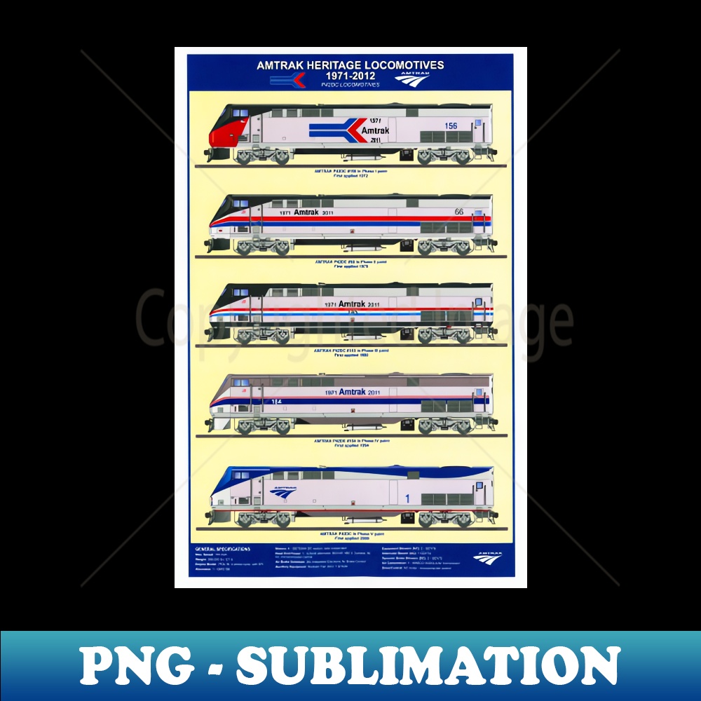Amtrak Heritage Locomotives - Vintage Sublimation PNG Download