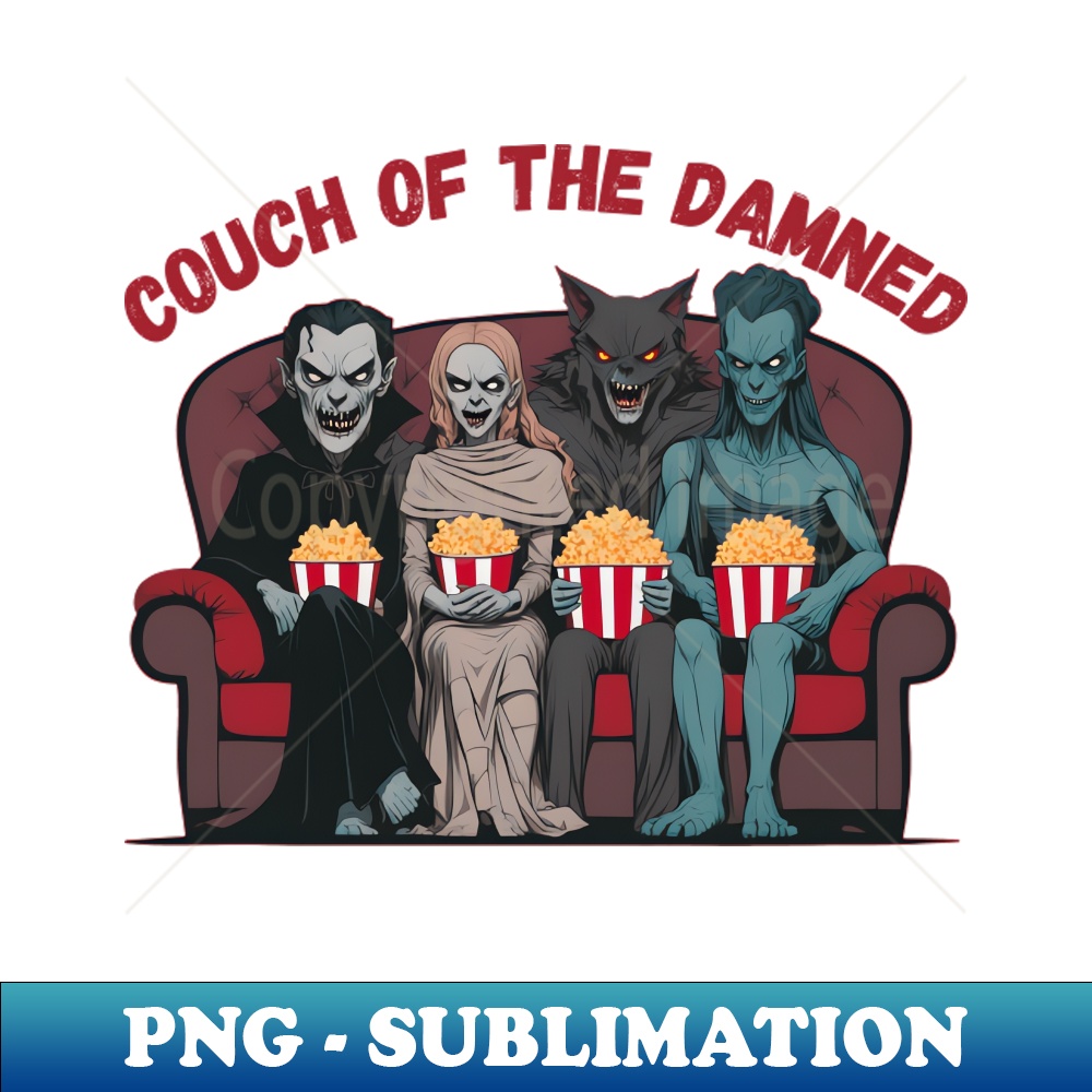 Monsters Watching Horror Movie - Couch of the Damned - Premium PNG Sublimation File