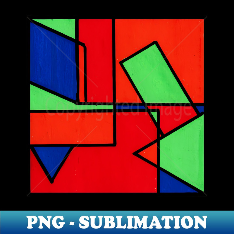 Green Red Blue Orange Geometric Abstract Acrylic Painting - Premium PNG Sublimation File
