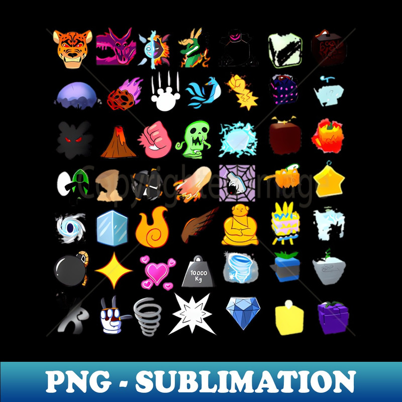 230 Devil Fruit Devils Fruit Of Blox Fruit T- - Sublimation-Ready PNG File