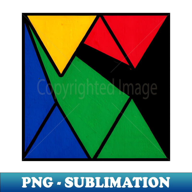 Red Yellow Green Blue Geometric Abstract Acrylic Painting II - Decorative Sublimation PNG File