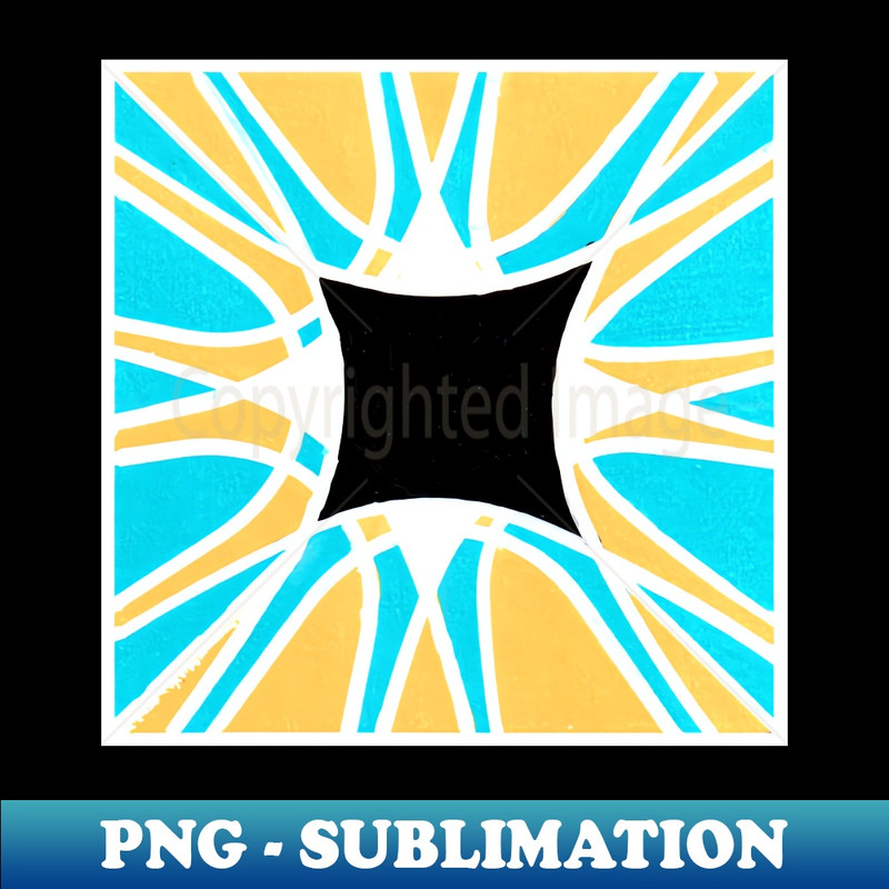 Inverted Blue Black Yellow Geometric Abstract Acrylic Painting VI - Decorative Sublimation PNG File