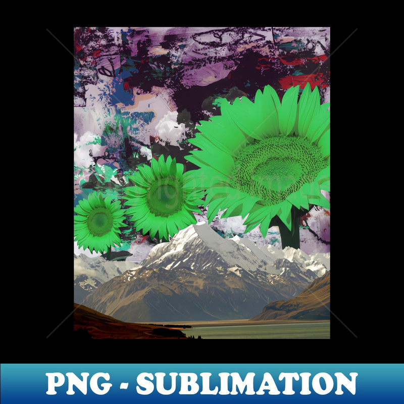 Green sunflowers - Elegant Sublimation PNG Download